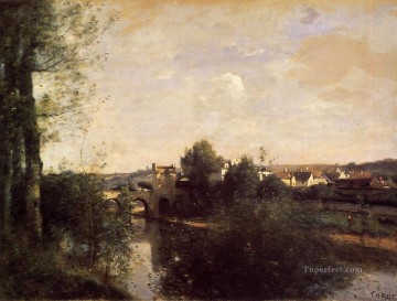 Old Bridge at Limay on the Seine Jean Baptiste Camille Corot brook Oil Paintings